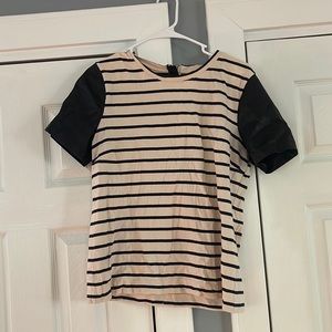 J.Crew short leather sleeved top size M